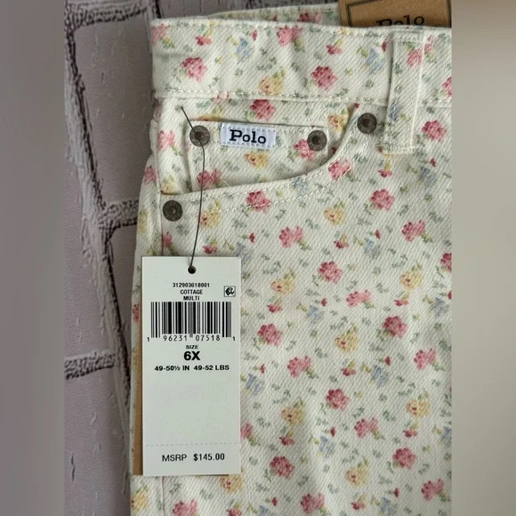 Polo Ralph Lauren Girls Floral Print Wide-Leg Jeans Multi Size 6X NWT - Picture 5 of 9